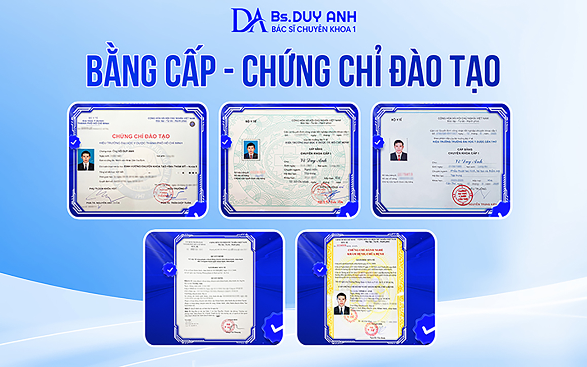 Chứng chỉ hành nghề - đào tạo của bác sĩ Võ Duy Anh