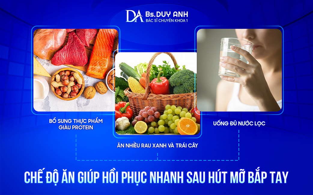 Dinh dưỡng giúp cơ thể phục hồi tốt hơn sau hút mỡ bắp tay