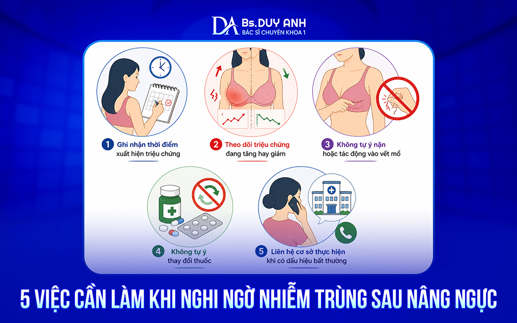5 bước xử trí khi có dấu hiệu nhiễm trùng sau nâng ngực