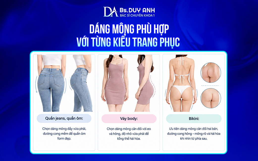 Lựa chọn dáng mông theo từng kiểu trang phục